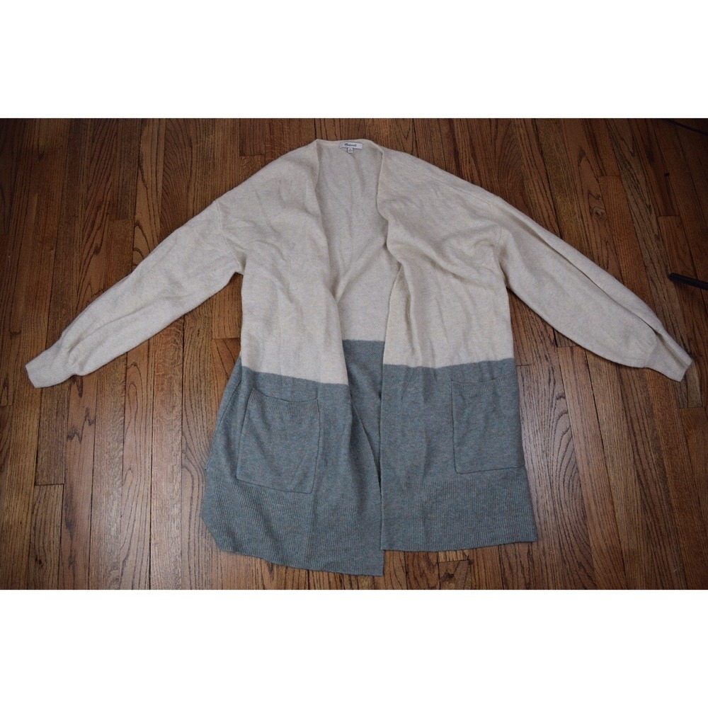 Madewell Cozy Women's Sweater Walker Cardigan Gray Open Front Wool Blend Sz XL